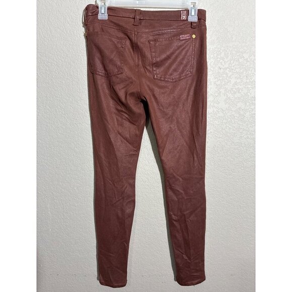 7 For All Mankind  Pants Womens size 27 Metallic Coated Skinny Pants Soft - Picture 9 of 12